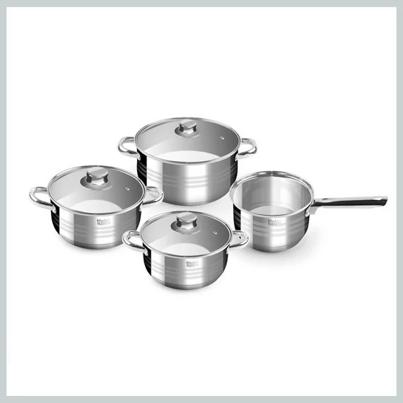 Perfect Home Set posuđa od nehrđajućeg čelika s poklopcima od stakla 11856