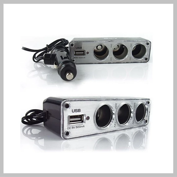 Auto upaljač razdjelnik + USB Holm0037