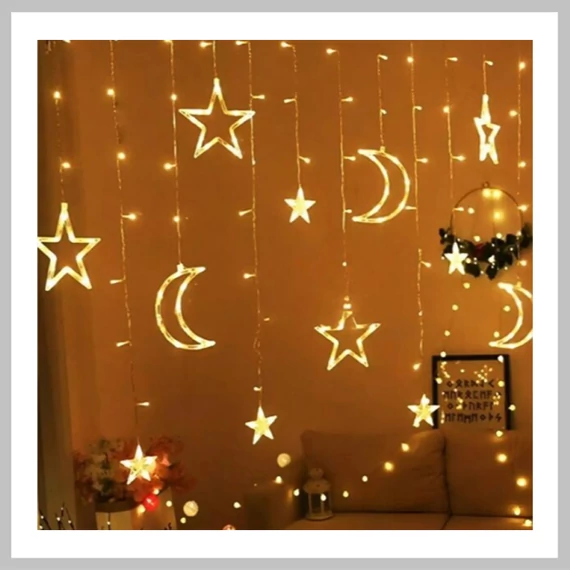 3 metarski 168 LED topli bijeli svjetlosni zastorek sa zvijezdama i mjesecom SMCL-001