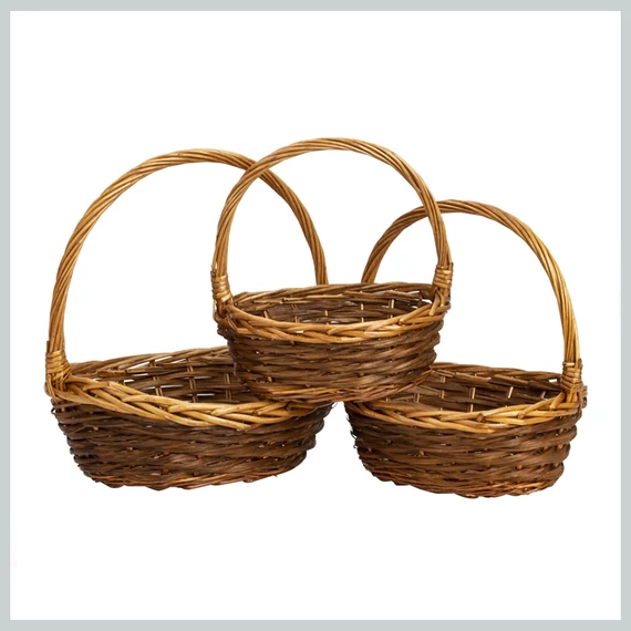 Pletena ovalna košara set 3 kom/set tamno smeđa 4045