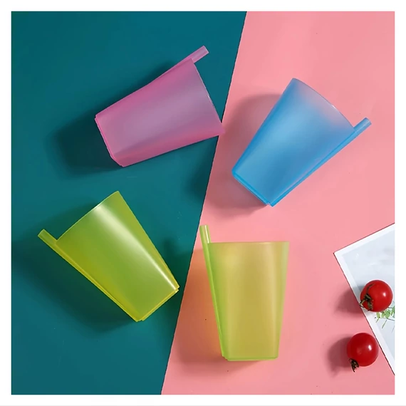 Set čaša s integriranom slamkom – 4 komada, 360 ml, u boji –  PJ120788