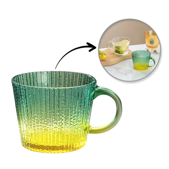 Šalica – reljefnog, šarenog stakla sa zeleno-žutim prijelazom, 380 ml – šifra: SZK176