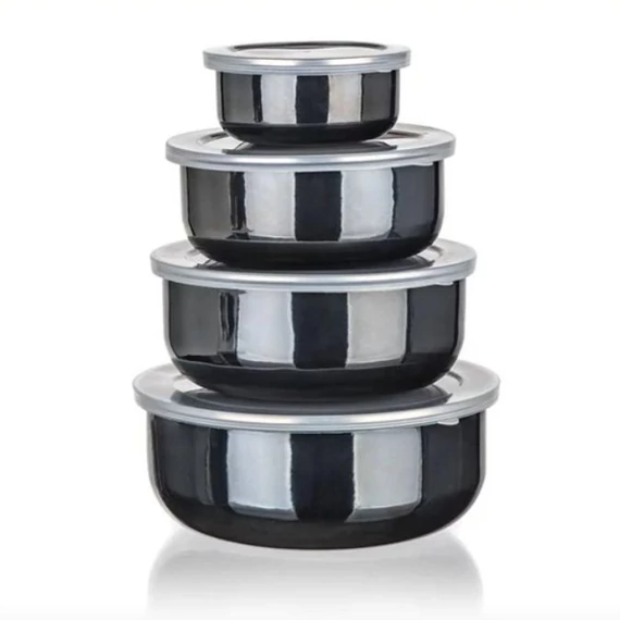 BANQUET set crnih emajliranih zdjelica s poklopcima – 8 komada 13823471