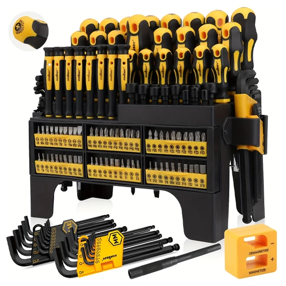 HORUSDY set odvijača s magnetnim vrhovima – 140 dijelova s plastičnim stalkom – WW958634