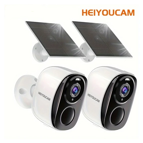 HEIYOUCAM 2 Komada Bežičnih Vanjskih Sigurnosnih Kamera na Solarni Pogon – BV137826