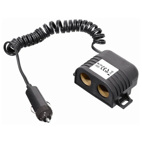 Auto razdjelnik za upaljač – 12/24V, s 2 utičnice i 80 cm kabelom – 07418