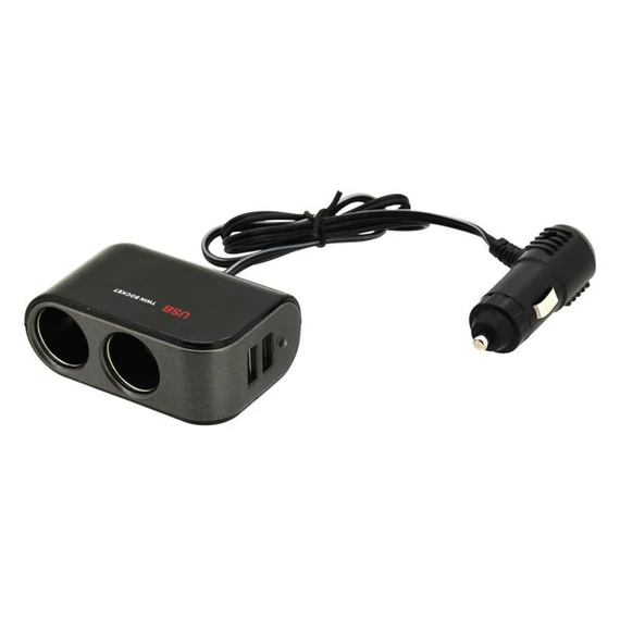 Auto razdjelnik za upaljač – 12/24V, s 2 utičnice i 2 USB priključka – 07422