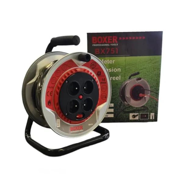 BOXER BX751 produžni kabel na bubnju – 25 m, 4 utičnice, 2950 W