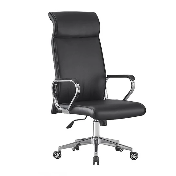 Ergonomska Uredska Stolica – Eko Koža, Kromirano Postolje, Podesiva Visina 9024H