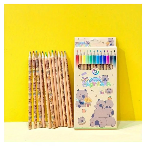 Set obojenih olovaka s motivom kapibare – 12 kom, vrh 0,5 mm JP3468506