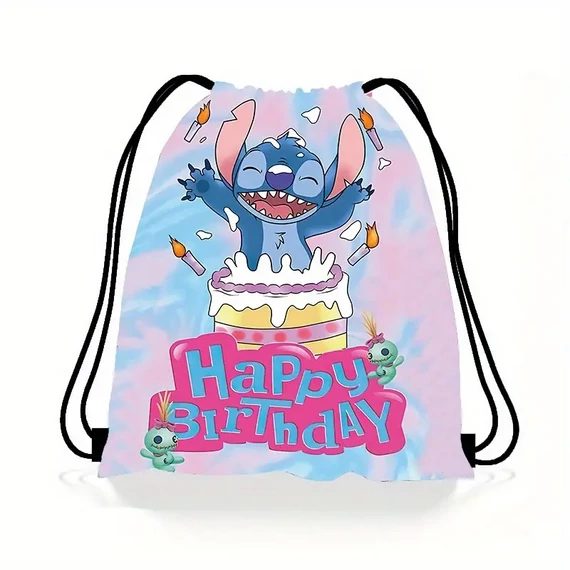 Disney Stitch torba na vezanje od izdržljivog poliestera – „Happy Birthday” dizajn – UX132835-HB