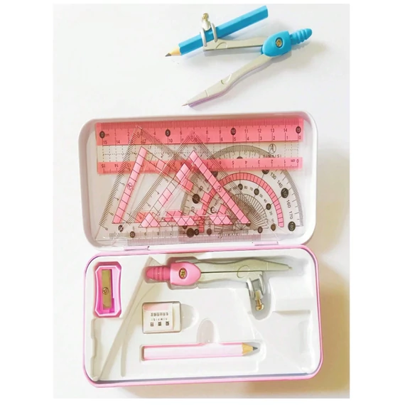 8-dijelni Školski Geometrijski Set – Lenjiri, Šestar, Olovka i Dodaci 34798919