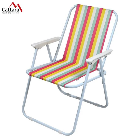 CATTARA COLORS Sklopiva Kamp Stolica – Šarena, s Naslonom i Naslonima za Ruke – 13430C