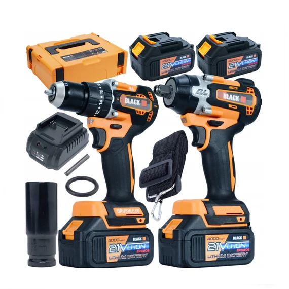 BLACK akumulatorski alatni set 2 u 1 – Bušilica i udarni odvijač, 2x 4Ah, 21V, 53745
