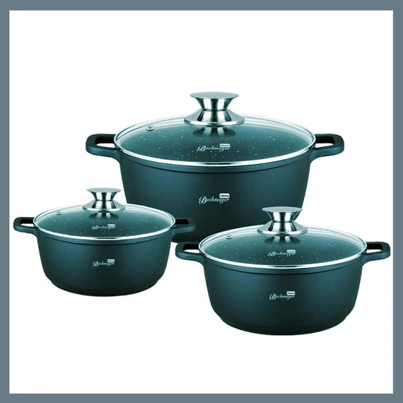 Bachmayer 3-dijelni set lonaca s mramornim premazom, zelena boja BM-7873
