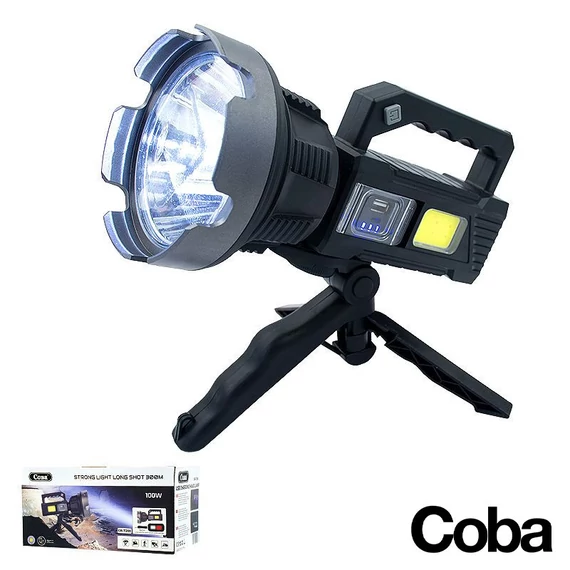 Prijenosna LED reflektorska lampa s baterijom i tripodom, 300 m - COBA-CB-T200