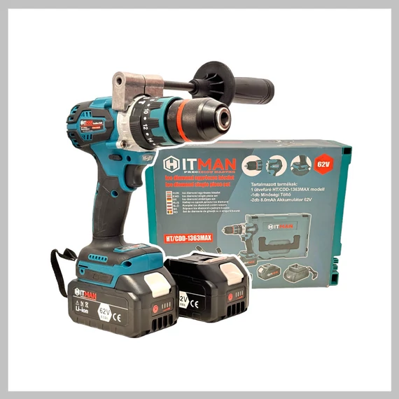 Hitman HT/CDD-1363MAX Akumulatorska bušilica i odvijač, 62V, 2 baterije, 13mm metalna brzostezna glava HT/CDD-1363MAX