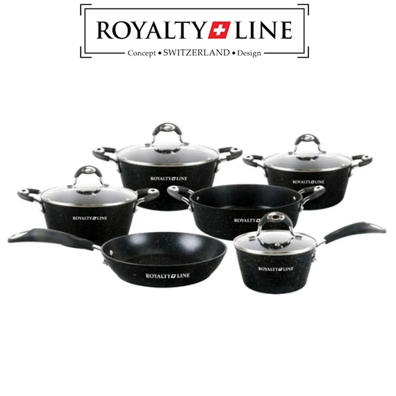 Royalty Line 10-dijelni set posuđa s poklopcima, mramorni premaz RL-5010BLC