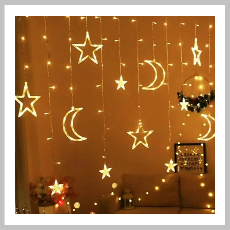 3 metarski 168 LED topli bijeli svjetlosni zastorek sa zvijezdama i mjesecom SMCL-001