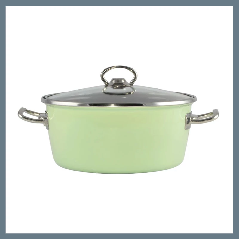 Perfect Home Zelena Elite Enameled Posuda 22 cm + stakleni poklopac 10409