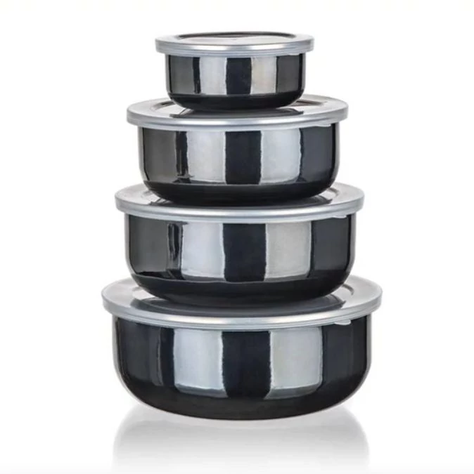 BANQUET set crnih emajliranih zdjelica s poklopcima – 8 komada 13823471