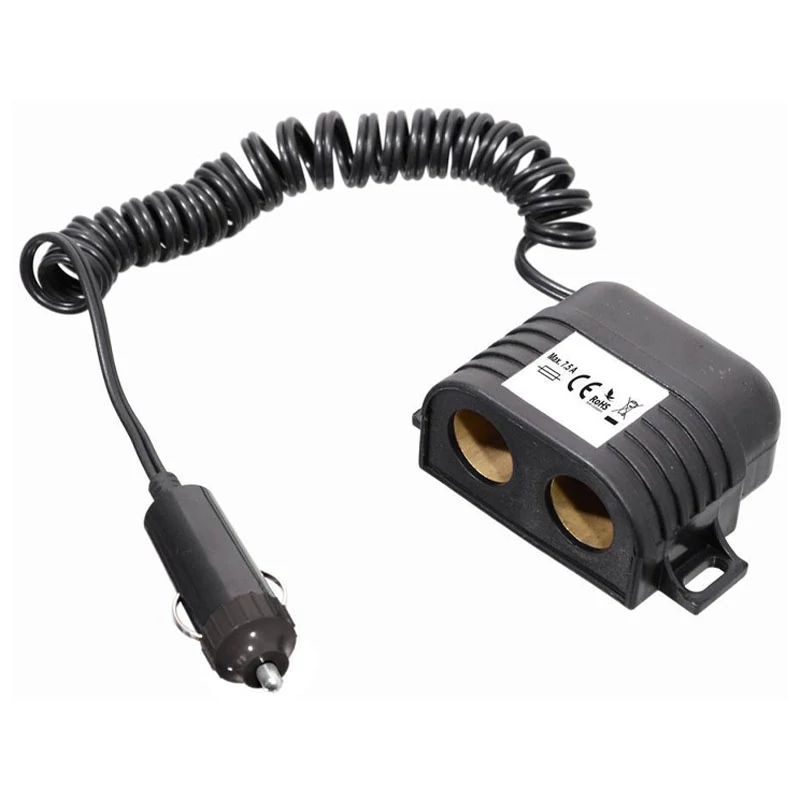 Auto razdjelnik za upaljač – 12/24V, s 2 utičnice i 80 cm kabelom – 07418