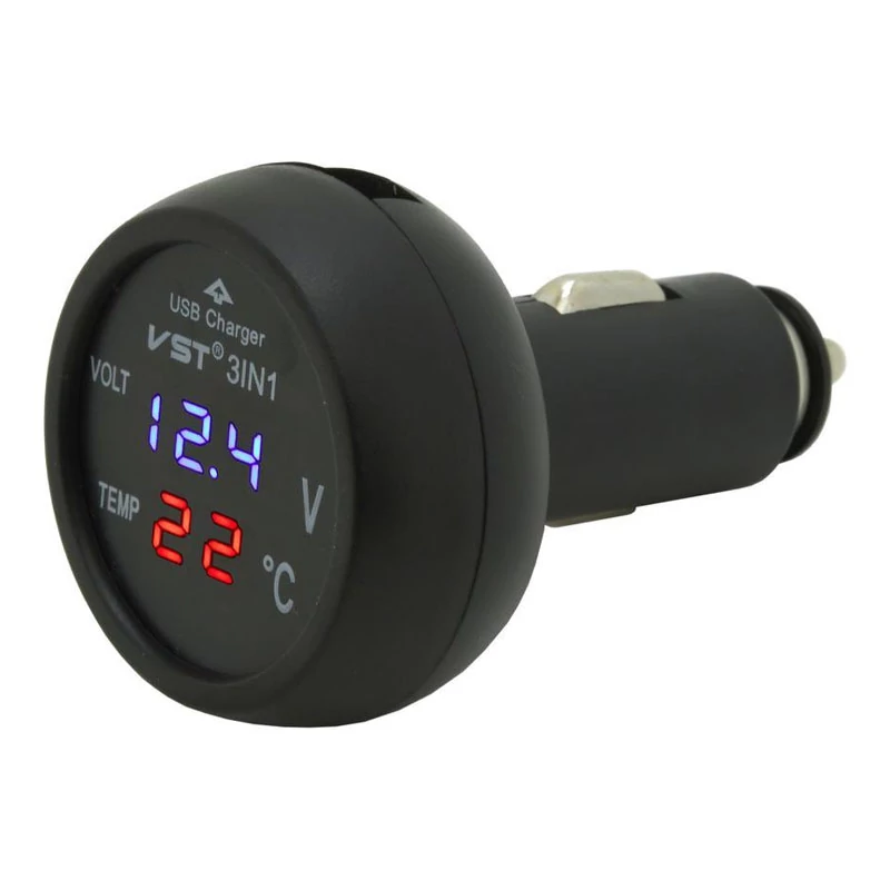 Višenamjenski auto USB adapter – s prikazom napona i temperature, 12/24V – 07427
