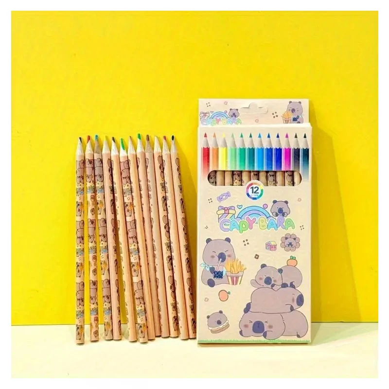 Set obojenih olovaka s motivom kapibare – 12 kom, vrh 0,5 mm JP3468506