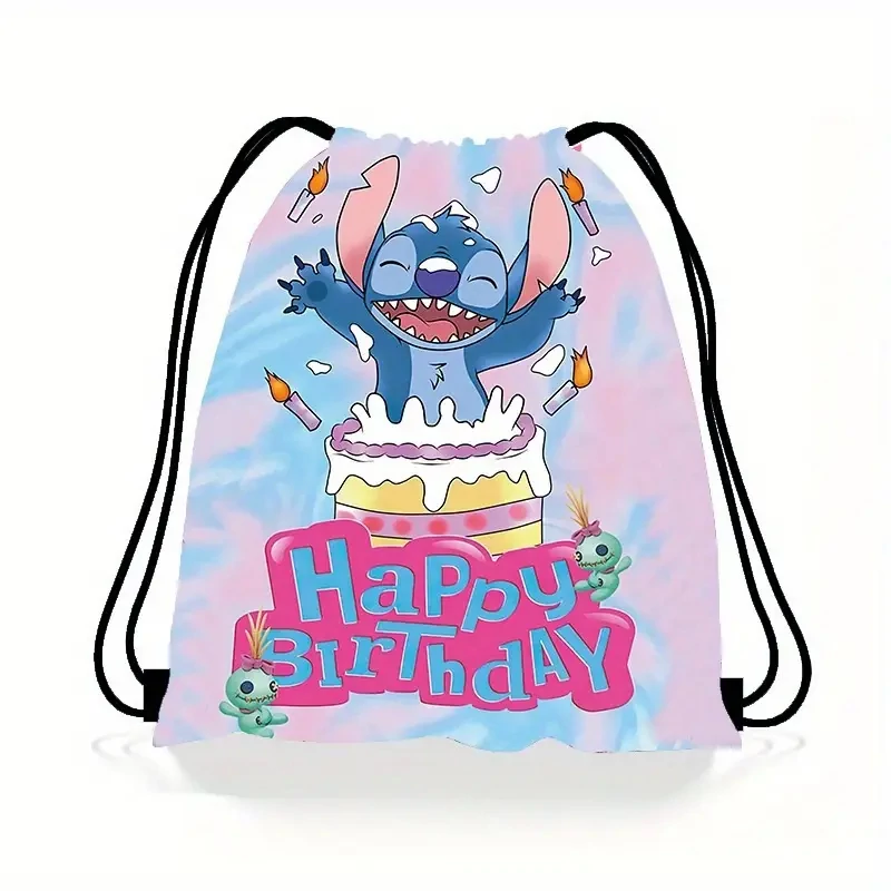 Disney Stitch torba na vezanje od izdržljivog poliestera – „Happy Birthday” dizajn – UX132835-HB