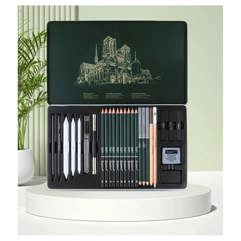 27-dijelni Premium Umjetnički Set za Crtanje u Metalnoj Kutiji – Kompletan Grafitni Paket 50082765-27