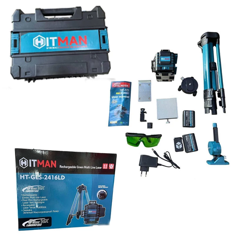 Hitman HT-GLS-2416LD 4D zeleni laserski nivelir s postoljem