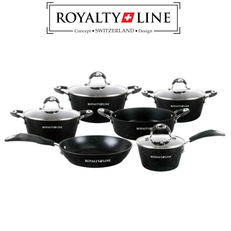 Royalty Line 10-dijelni set posuđa s poklopcima, mramorni premaz RL-5010BLC