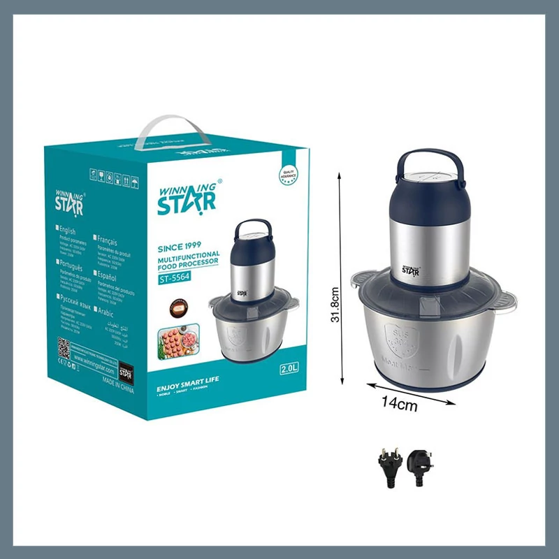 Winning Star Multifunkcionalni Procesor Hrane, Sjeckalica i Stroj za Mljevenje Mesa, 250W, 2L - ST-5564