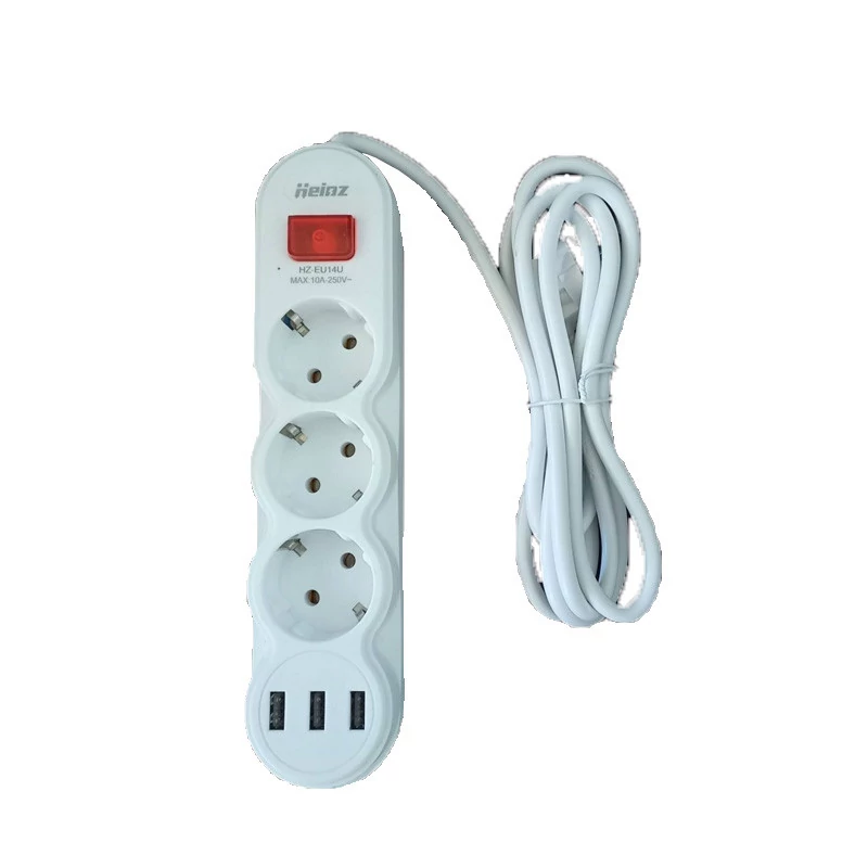 Heinz produžni kabel s 3 mrežna priključka i 3 USB priključaja hosszabbitousb3